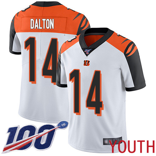 Cincinnati Bengals Limited White Youth Andy Dalton Road Jersey NFL Footballl #14 100th Season Vapor Untouchable->cincinnati bengals->NFL Jersey